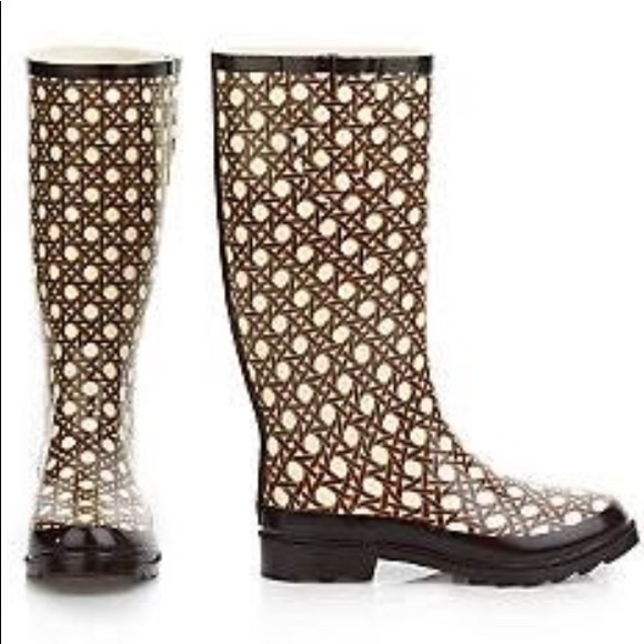 Talbots Shoes - Talbots brown and cream tall rain boots